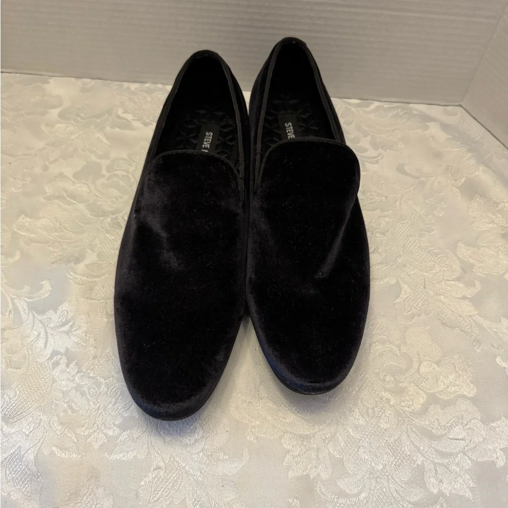 Steve Madden Men’s 8‎ Laight black velvet loafer smoking slipper shoe sleek